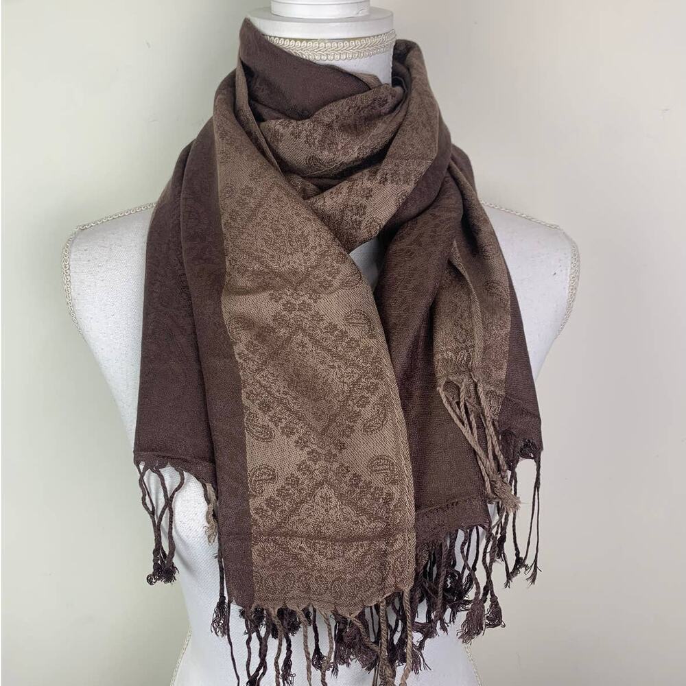 100% Cashmere Pashmina scarf *New* brown tan bronze gold